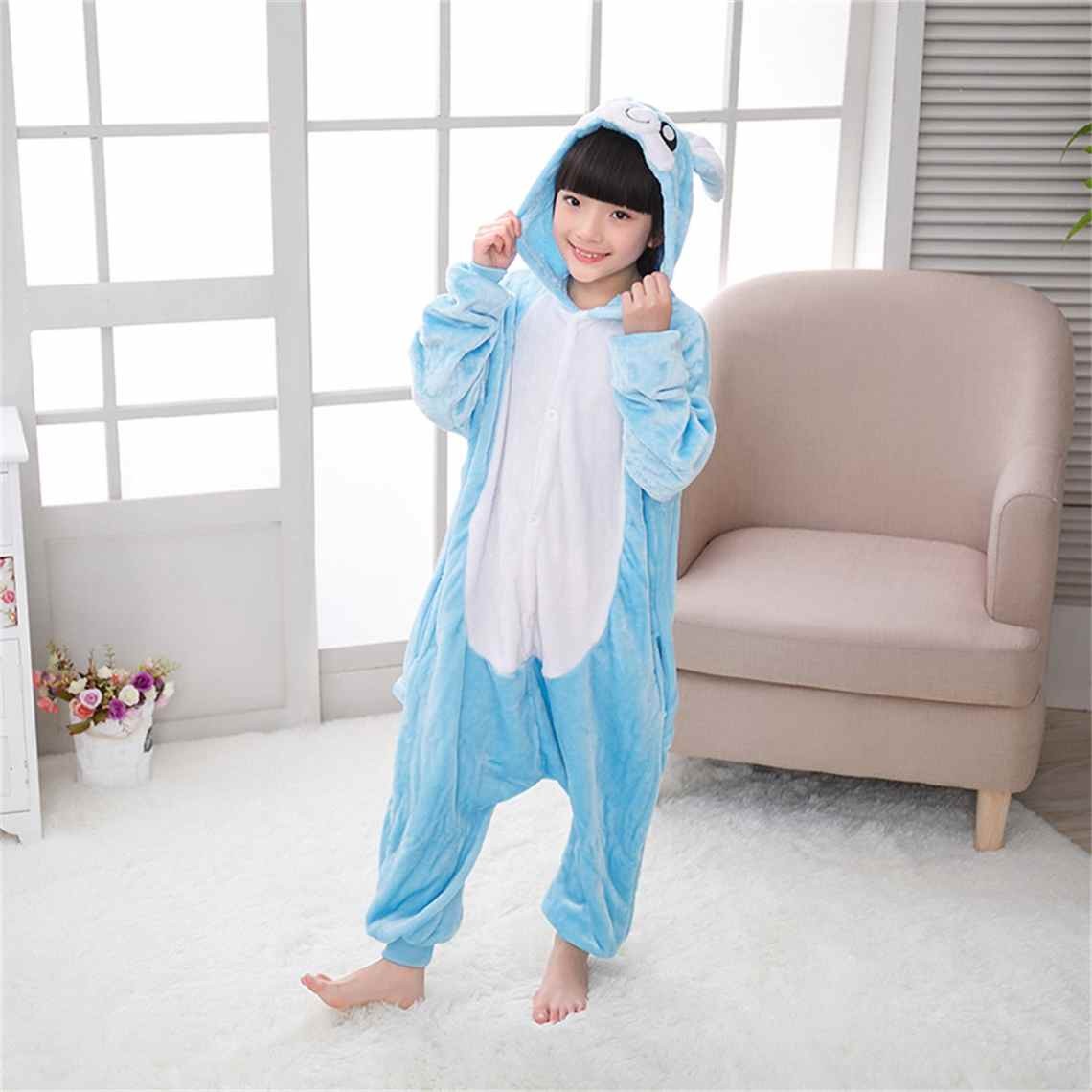 Buy Animal Kigurumi Blue Rabbit Onesie Pajamas For Kids in Quality ...