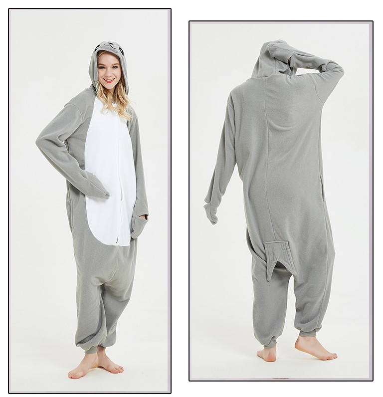 Grey Seal Onesie Kigurumi Pajama Cartoon Animal Costume For Women