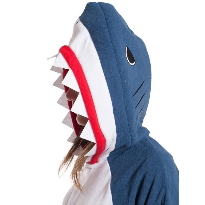 Tuta Cosplay Squalo Blu Per Adulti – Pigiama Intero In Pile Polare – Unisex Con Tasche – Taglie S A XL - 4