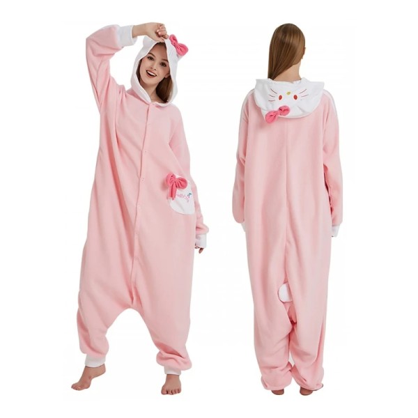 Adult Pink Hello Kitty Cat Onesie Kigurumi Lovely Cartoon Animal Costumes