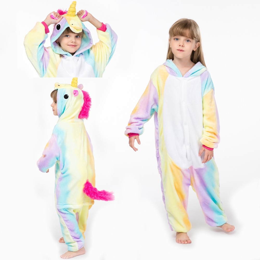 Colorful Dream  Unicorn Onesie Kigurumi Animal Pajamas For Kids