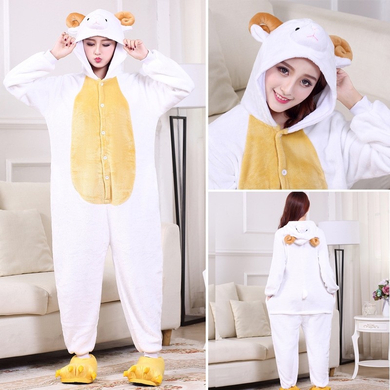 Lovely Sheep Kigurumi Onesie Pajama Cartoon Animal Costume For Adult