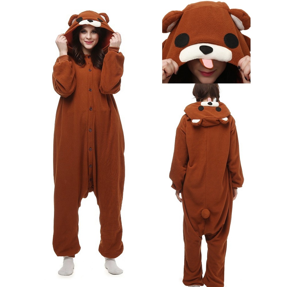 Nerdy Bear  Kigurumi Onesie Pajamas Animal Costume For Adult