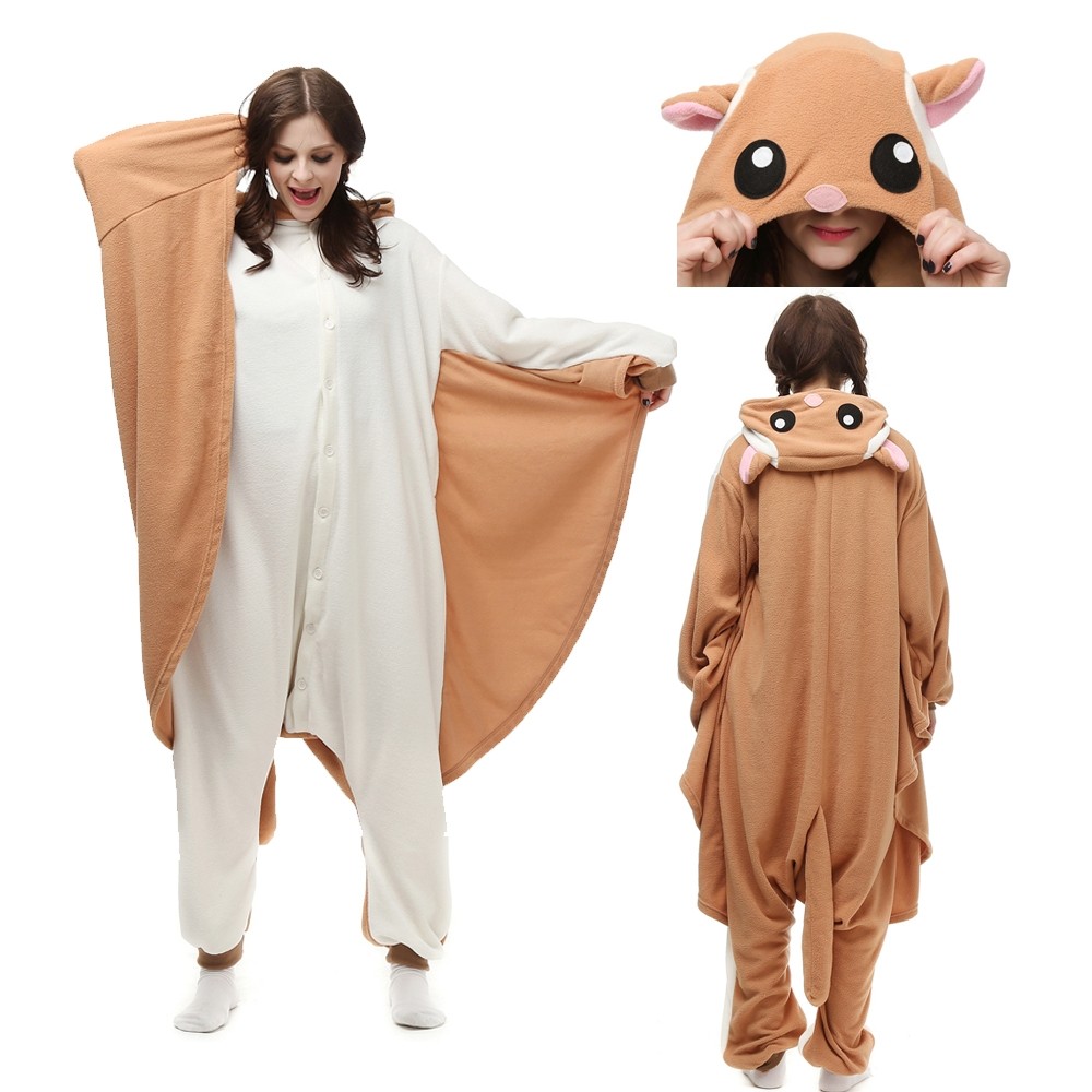 Light Brown Flying Squirrel Onesie Kigurumi Cute Animal Costume For Adult