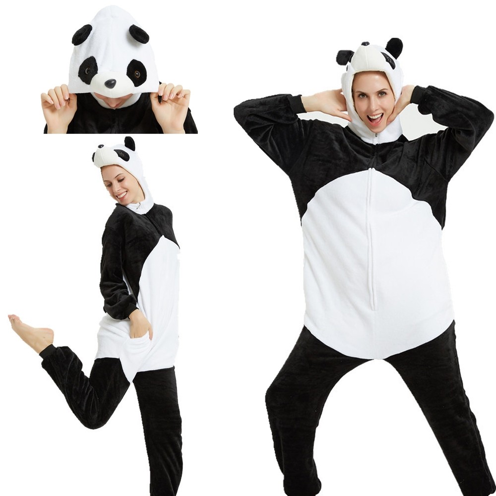 3D Panda Kigurumi Onesie Animal Costumes Zipper-Up For Adult
