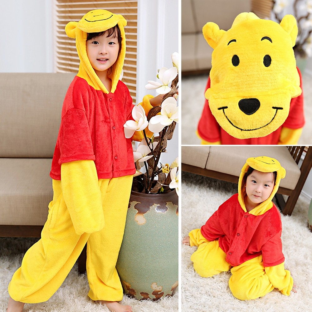 Winnie the Pooh Bear Kigurumi Onesie Pajama Cartoon Animal Costume For Kids