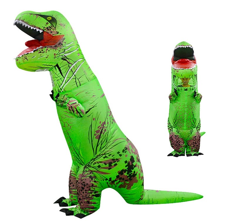 Inflatable Green Tyrannosaurus Costume Blow Up Dinosaur Halloween Costumes 