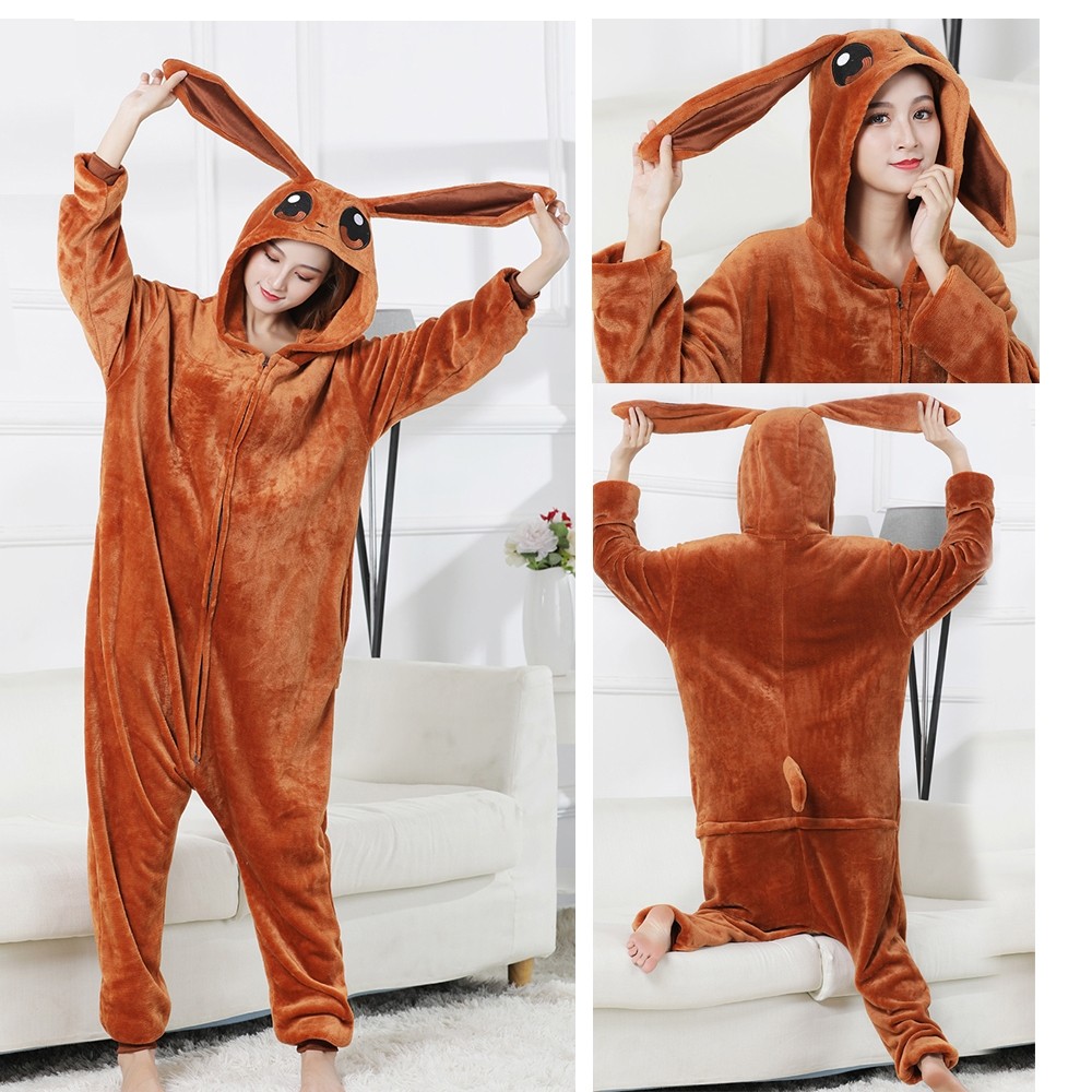 Long Ears Rabbit Kigurumi Onesie Funny Animal Pajama Halloween Cosplay Costume For Adult