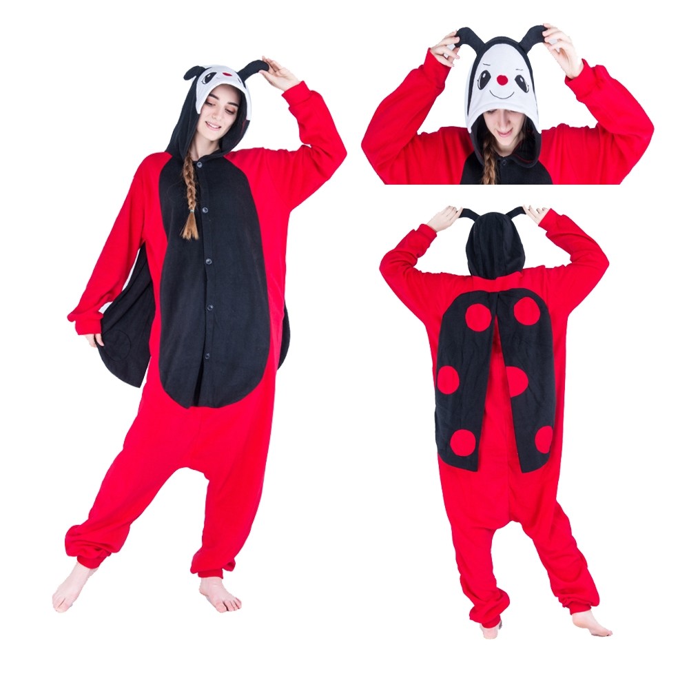 Red Lady Beetle Onesie Kigurumi Cartoon Animal Pajama Costume for Adult