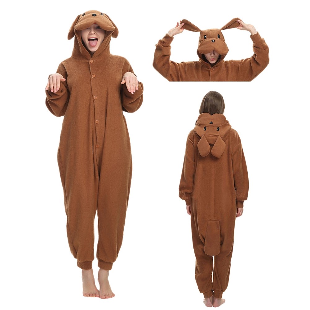 Brown Dog Kigurumi Funny Onesie Animal  Pajamas For Adult