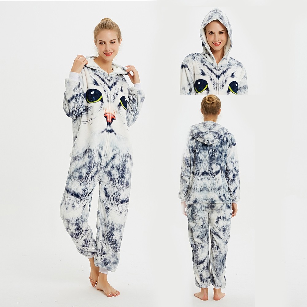 3D Cat Printing Onesie Kigurumi Animal Pajama Cosplay Costume For Adult