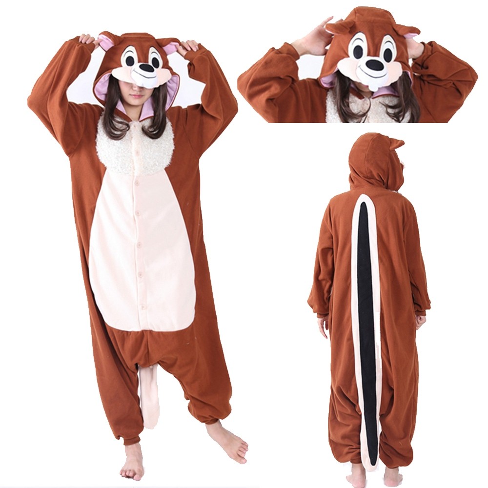Adult Cute Brown Chipmunk Kigurumi Onesie Pajama Animal Costume