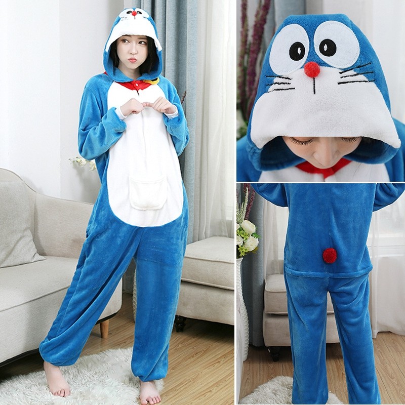 Blue Doraemon Onesie Kigurumi Animal Pajama Costume For Adult