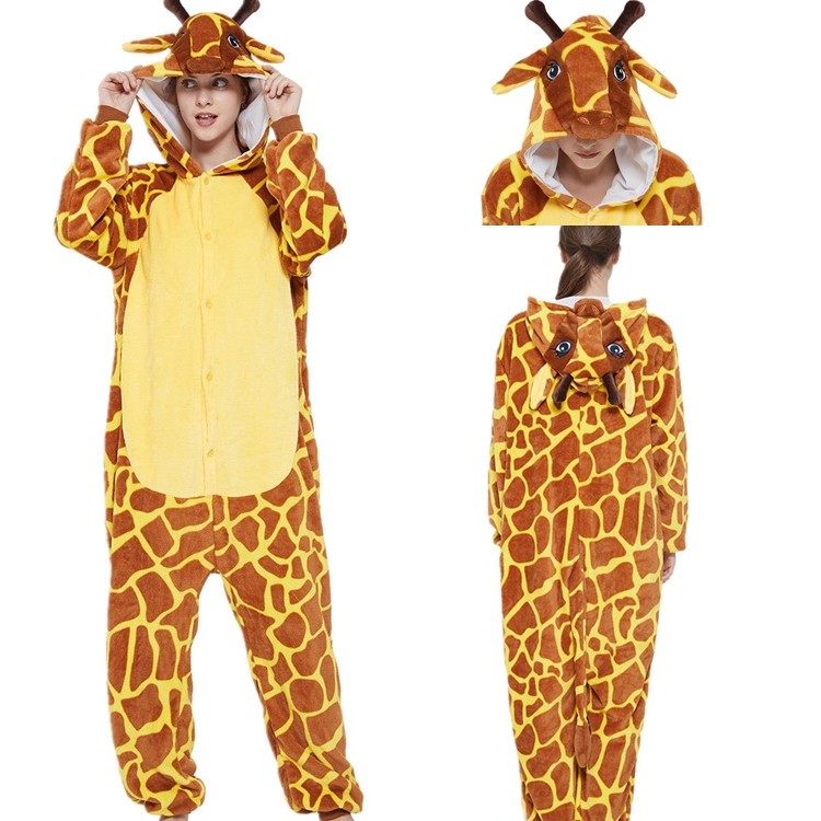 New Yellow Giraffe Kiguruni Onesie Funny Animal Pajama Costume For Adult
