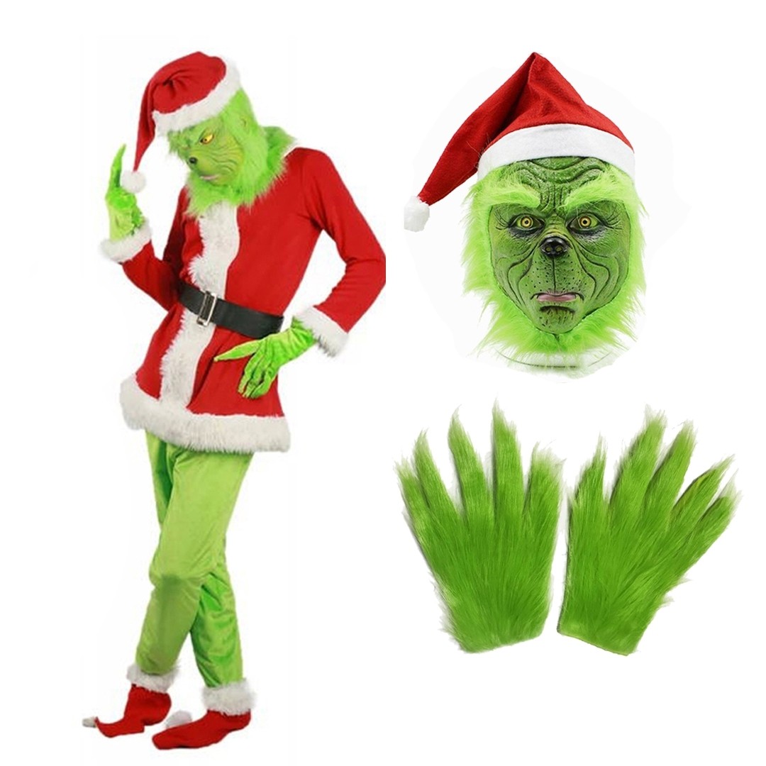The Grinch Costume Adults Full Sets Christmas Santa Outfit