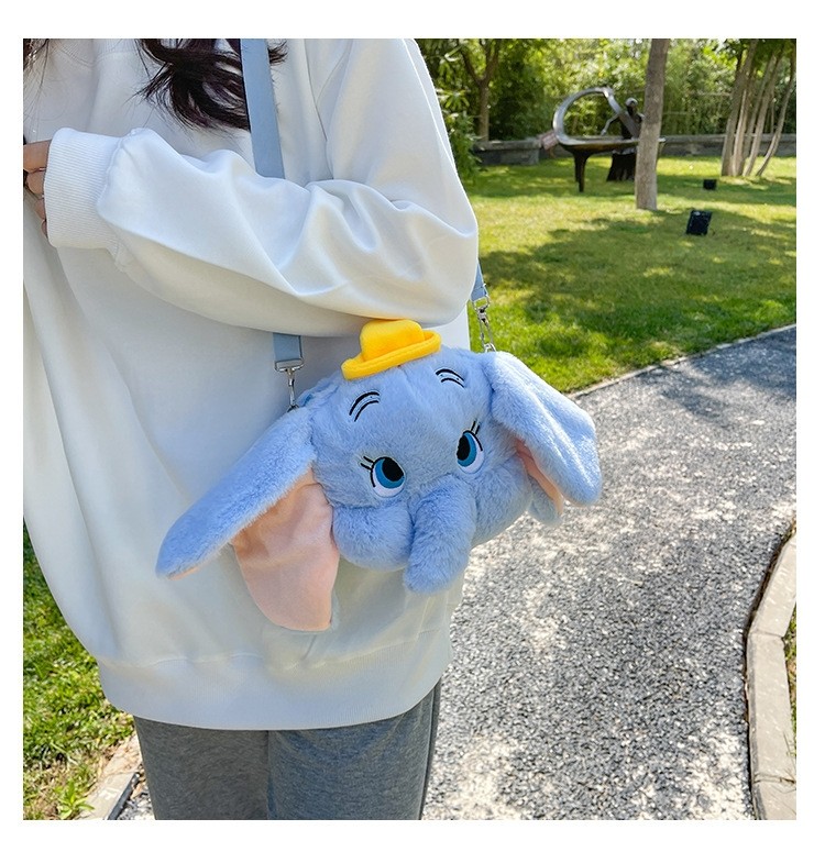 Elephant with Big Ears Cartoon Soft Cute Plush Cross-Body Bag 