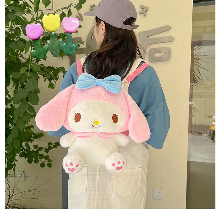 Cute Pink Melody Soft Plush Cartoon Parent-Child Large Backpack