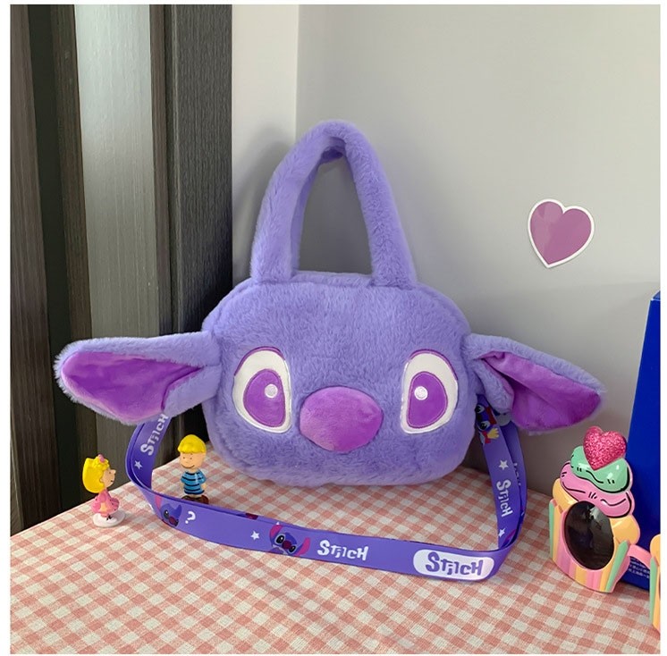 Purple Stitch Plush Stuffed Cartoon Shoulder Bag For Kids and Teens