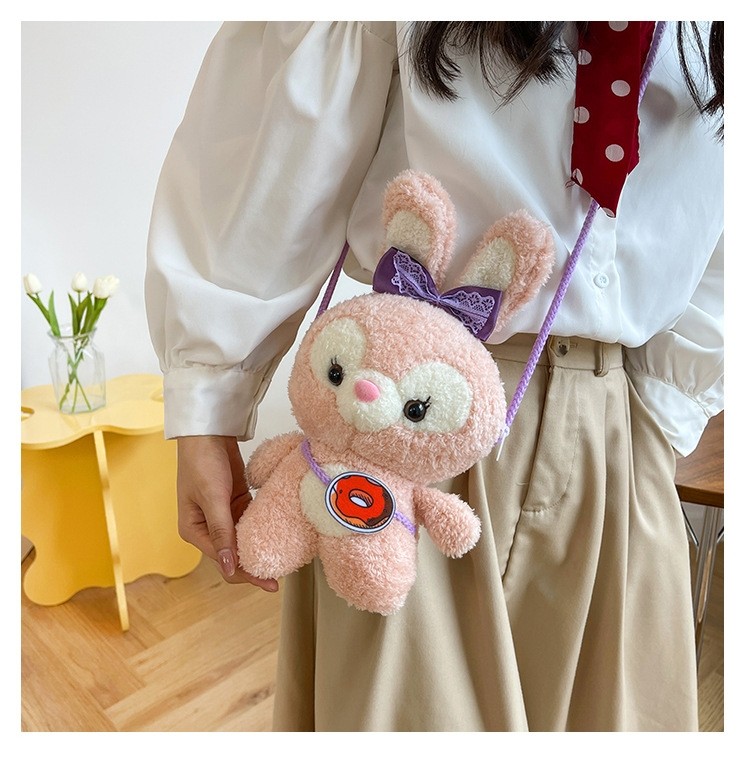 Pink Bunny Cute Animal Plush Toy Cross-Body Bag