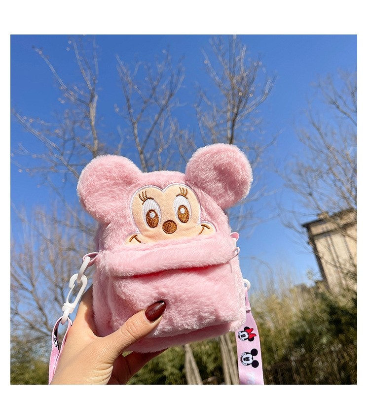 Pink Minnie Mouse Cute Cartoon Plush Shoulder Bag