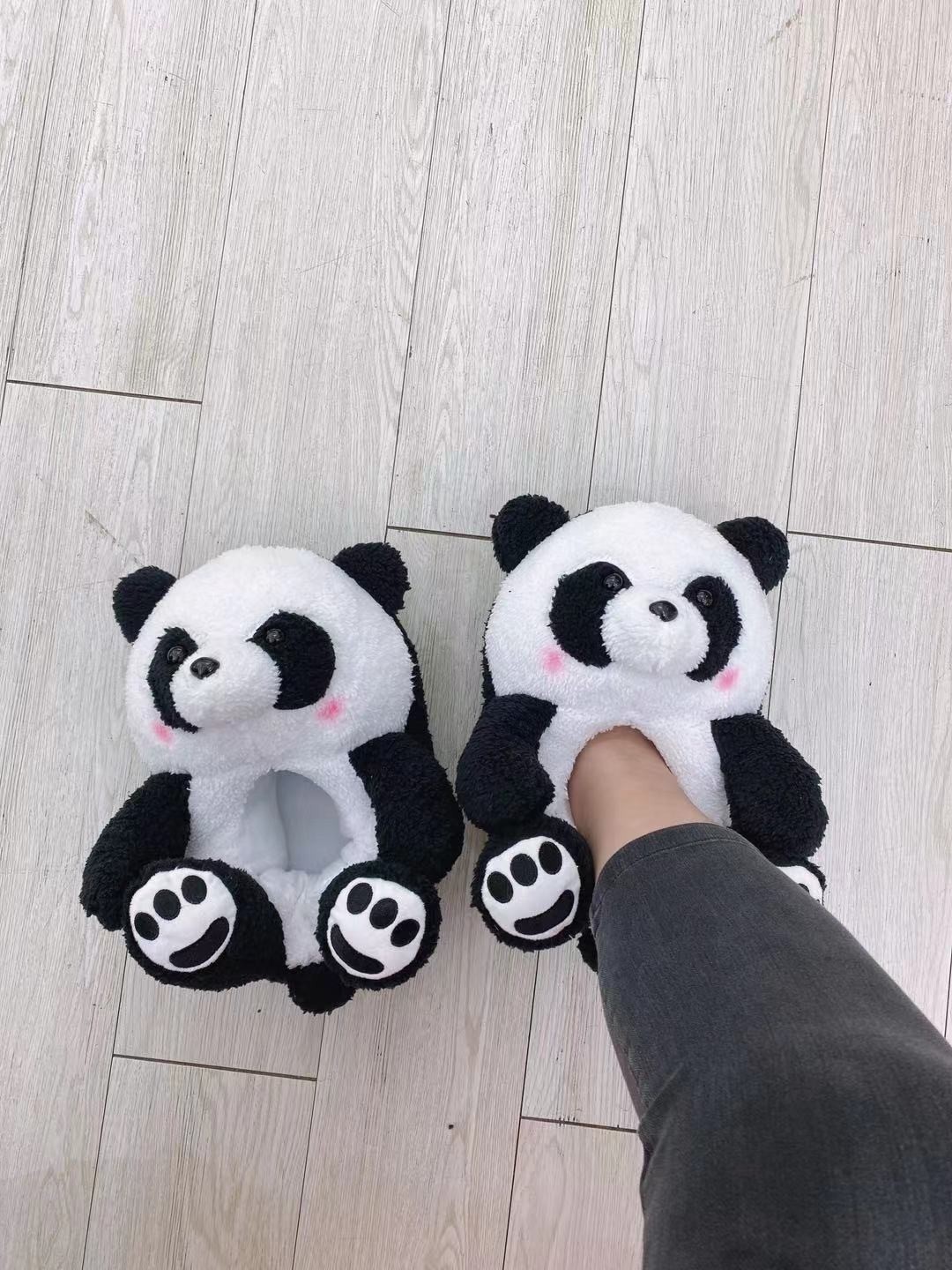 Panda Plush Stuffed Indoor Leisure Slippers Shoes For Adult