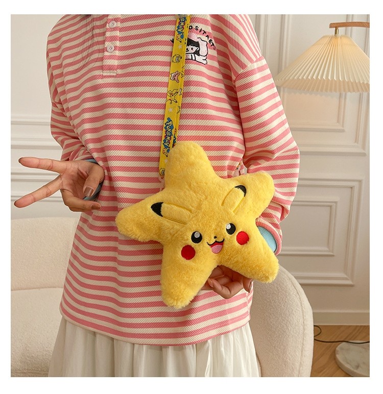 Japanese Style Girls Cartoon Pikachu Plush Doll Star Small Shoulder Bag