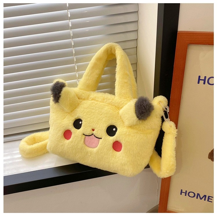 Sweet Soft Cute Girl Plush Pikachu Cross-Body Handbag