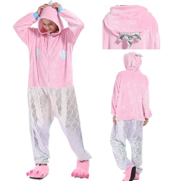 Pink Mermaid Kigurumi Onesie Cartoon Pajama Costume