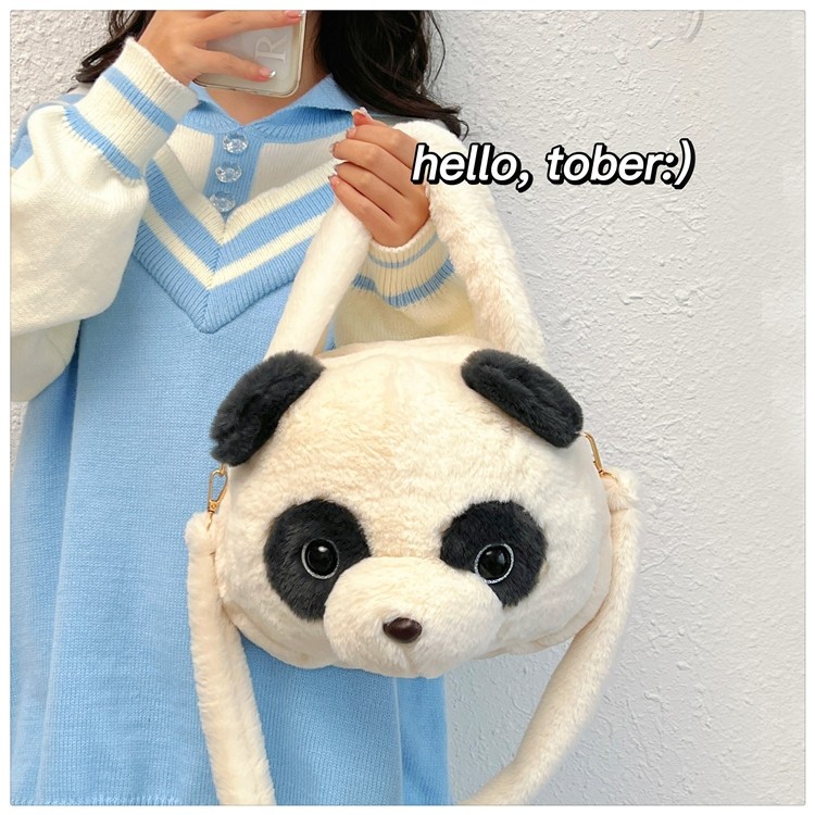White Panda Ins Style Cute Animal Plush Doll Sweet Shoulder Bag