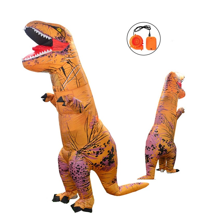  Inflatable Brown Tyrannosaurus Costume Blow Up Dinosaur Halloween Outfit For Adult Kids