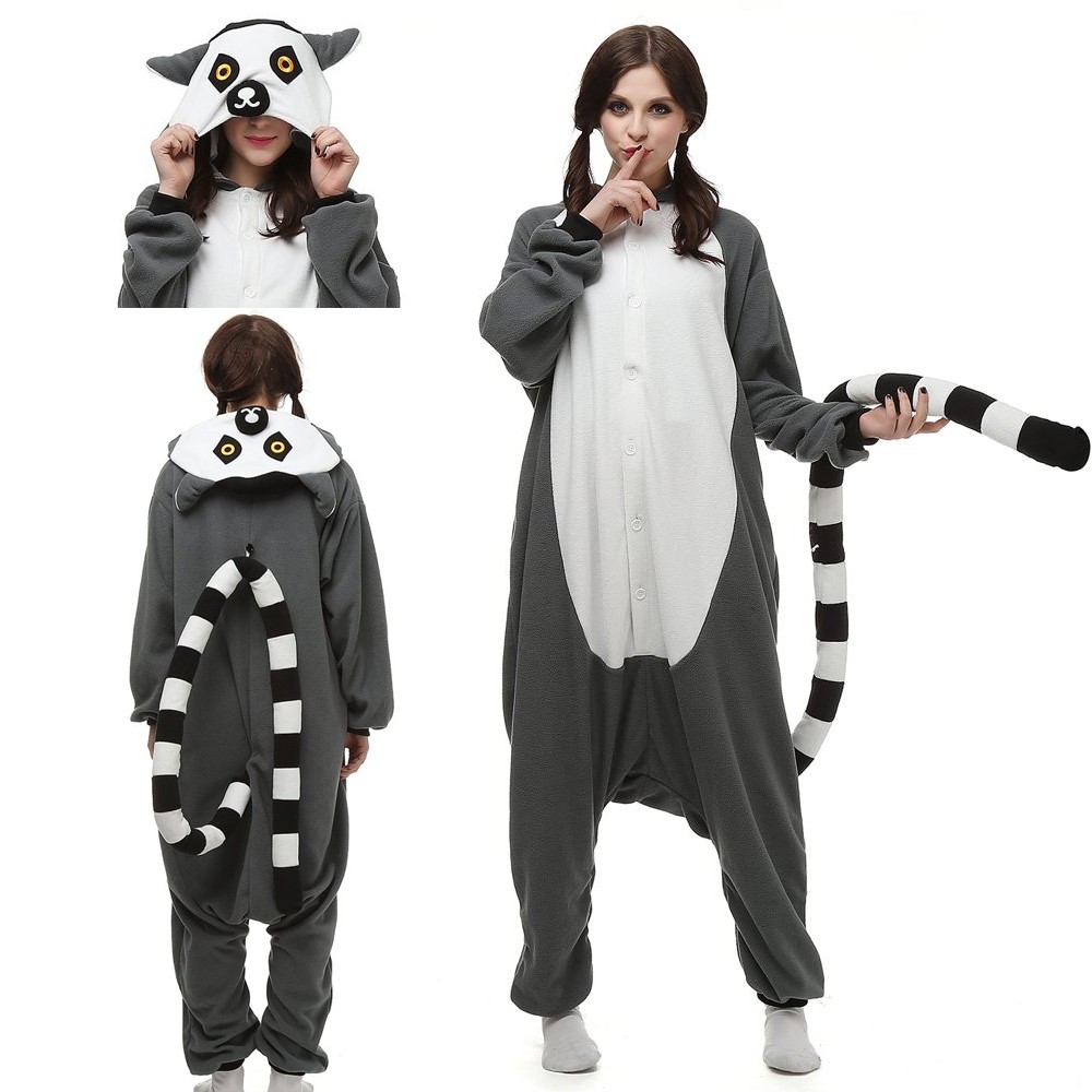 Unisex Lemur Kigurumi Onesie Animal Pajamas 
