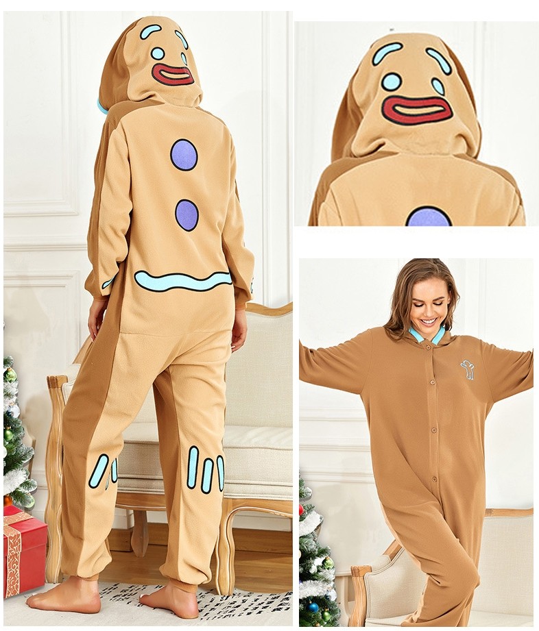 Gingerbread Man  Kigurumi Onesie Pajamas Christmas Funny Costumes