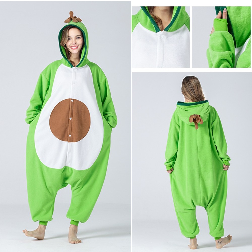 Adult Avocado Kigurumi Onesie Pajamas Cartoon Cosplay Costume