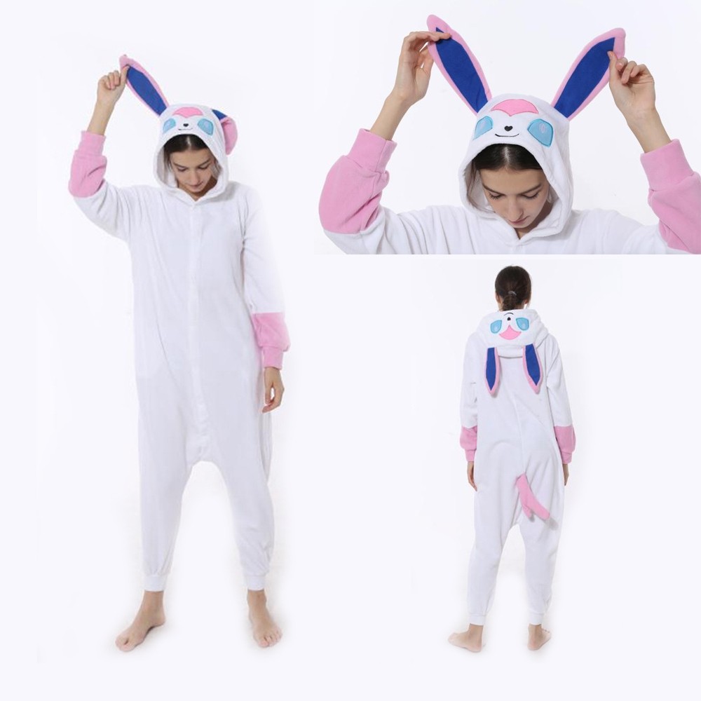 Pokemon White Kigurumi Onesie Pajamas Halloween Costume For Adult