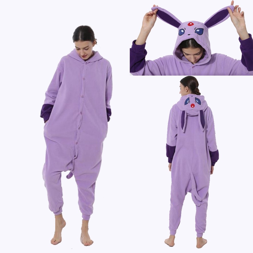 Purple Espeon Onesie Kigurumi Pajamas Cartoon Pokemon Costume For Adult