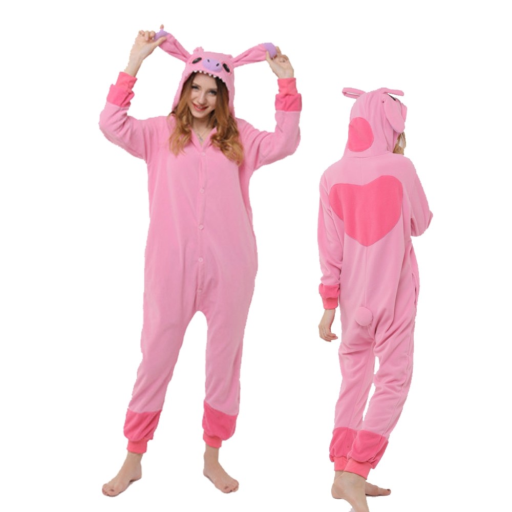 Lovely Pink Stitch Onesie Kigurumi Pajamas Cartoon Animal Costume For Adult