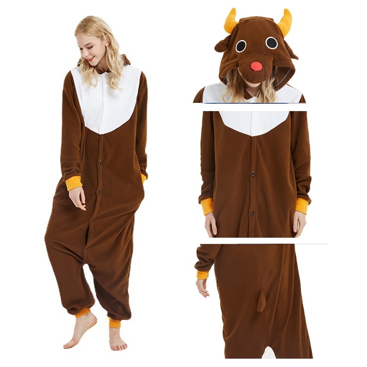 Brown Christmas Deer  Kigurumi Onesie Pajama Animal Costumes For Women & Men