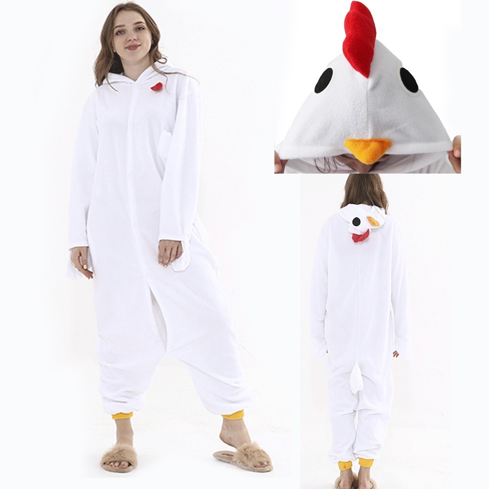 White Cock Kigurumi Onesie Pajama Animal Costumes For Women & Men