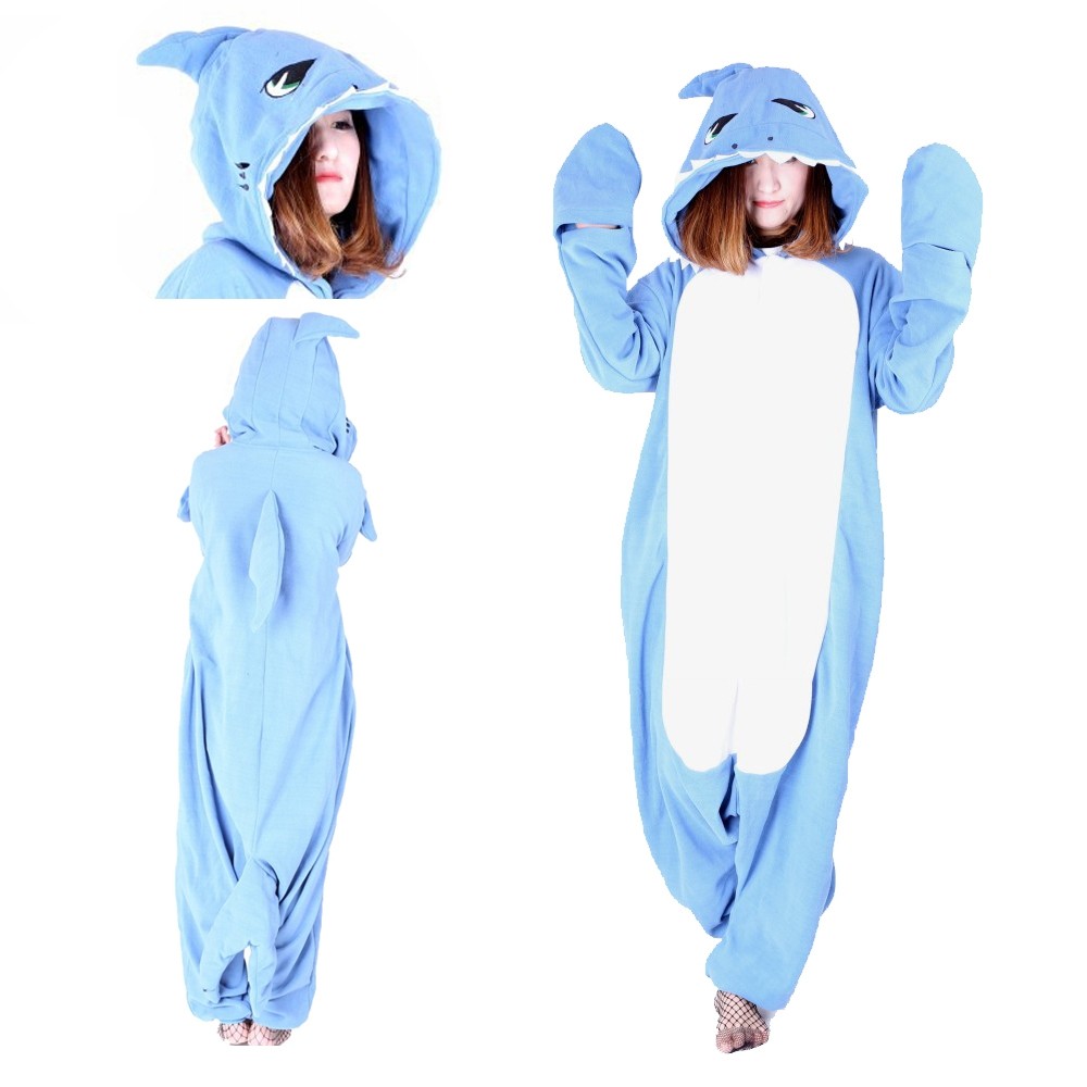 Light Blue Shark Onesie Kigurumi Adult Animal Pajama Cosplay Costume