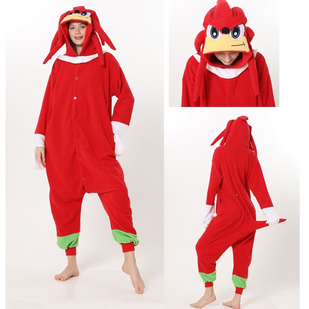 Red Sonic the Hedgehog Kigurumi Onesie Cartoon Animal Pajamas For Adult