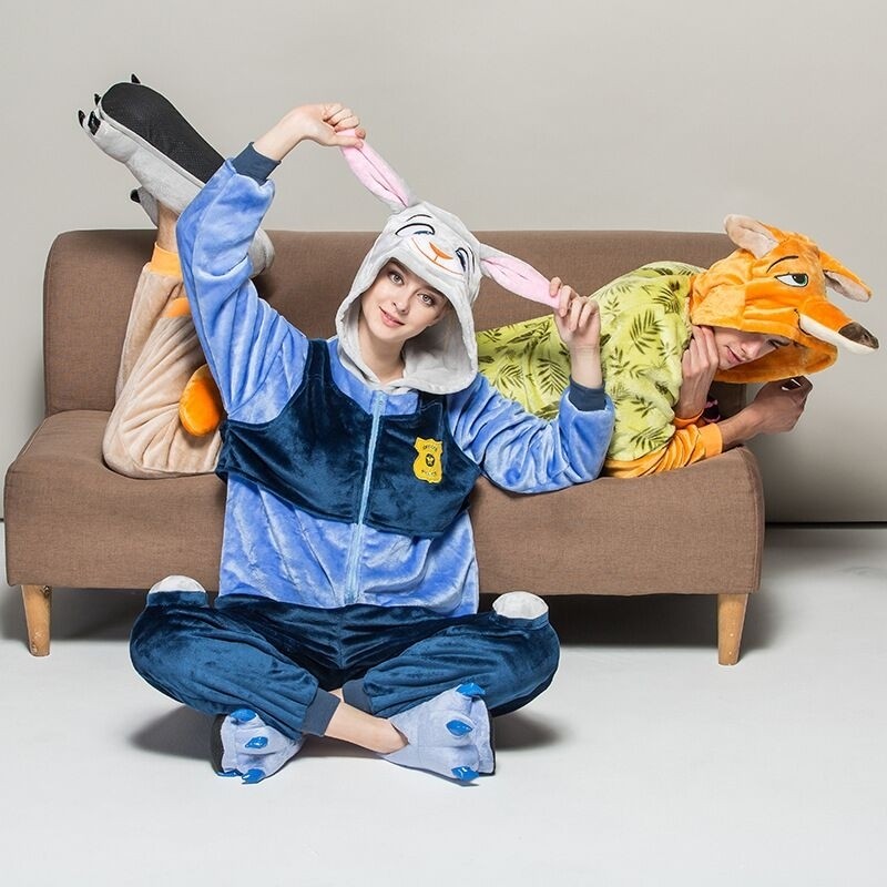 Judy & Nick Kigurumi Onesie Pajama  Funny Cartoon Animal Costumes