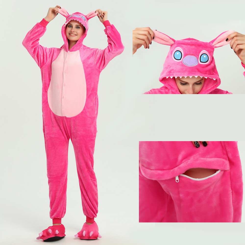 Pink Stitch Onesies Pajamas Animal Kigurumi For Adults