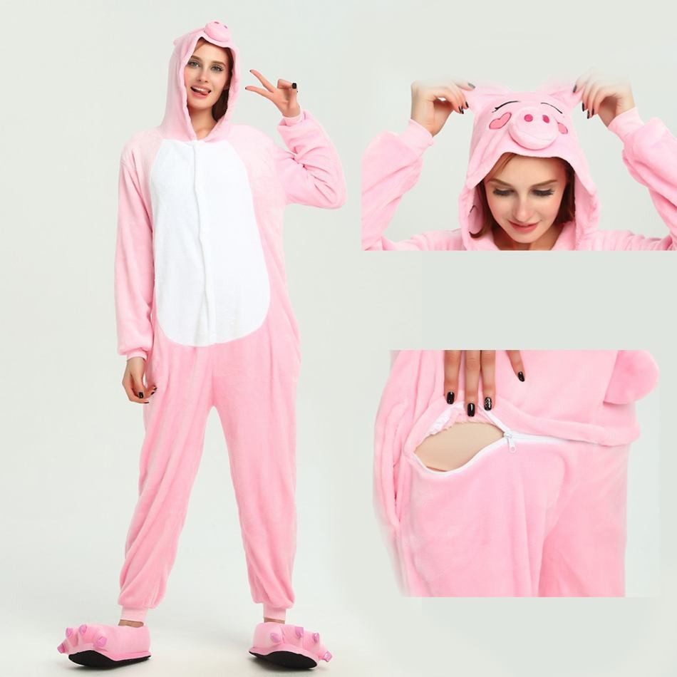 Kigurumi Pink Pig Onesies Animal Pajamas For Adults