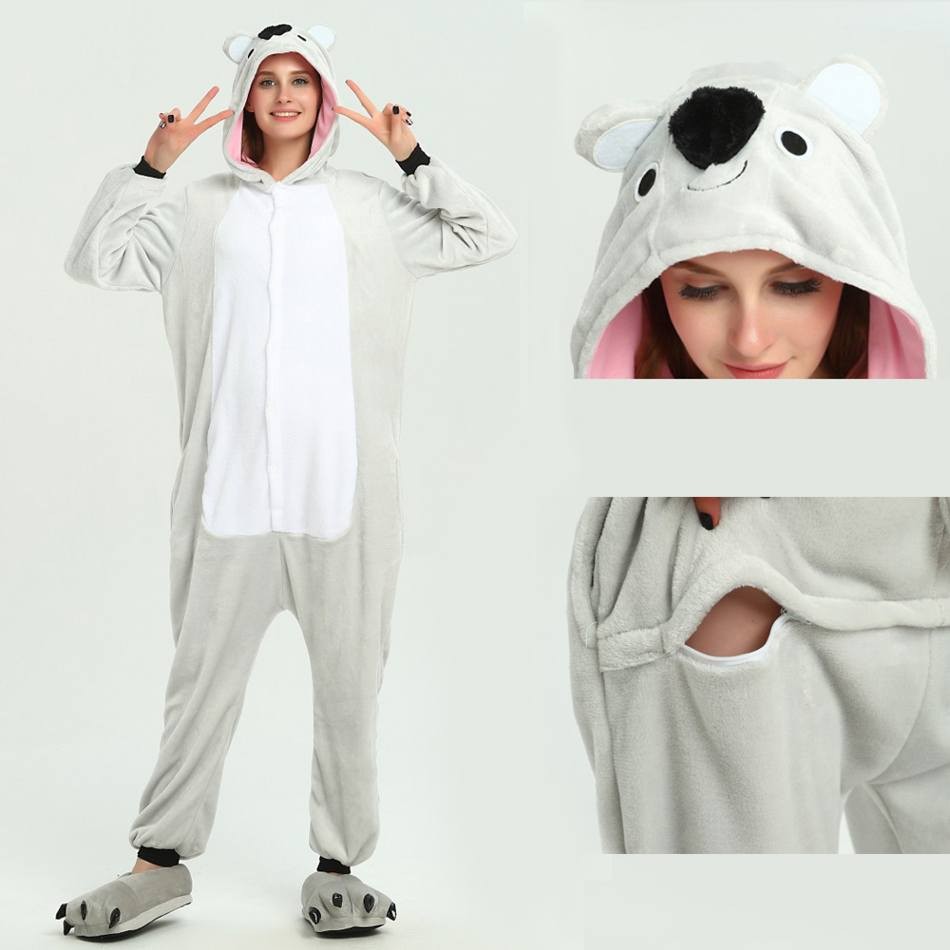 Kigurumi Grey Koala Onesies Animal Pajamas For Adults