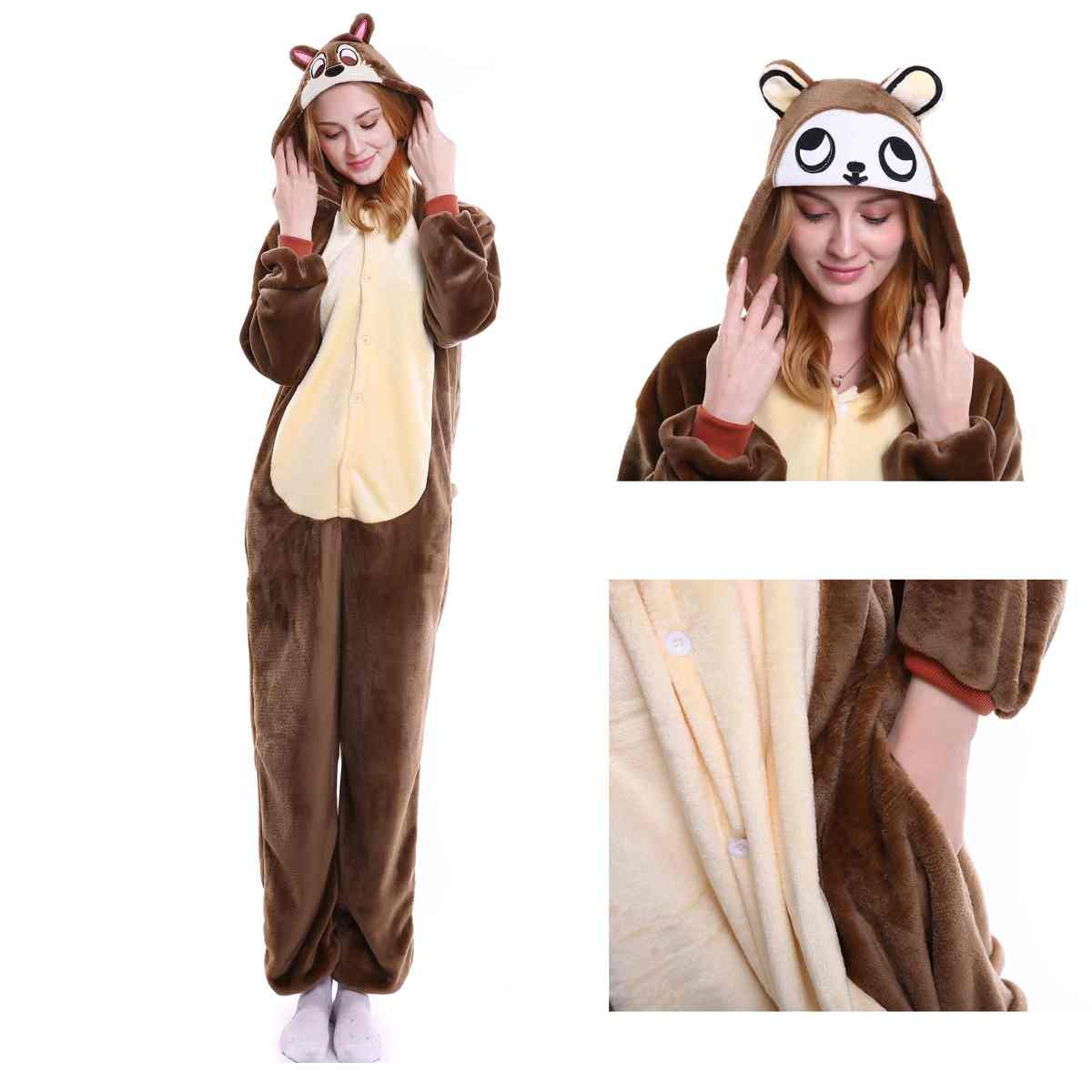 Brown Monkey Onesies Pajamas Animal Kigurumi For Adults