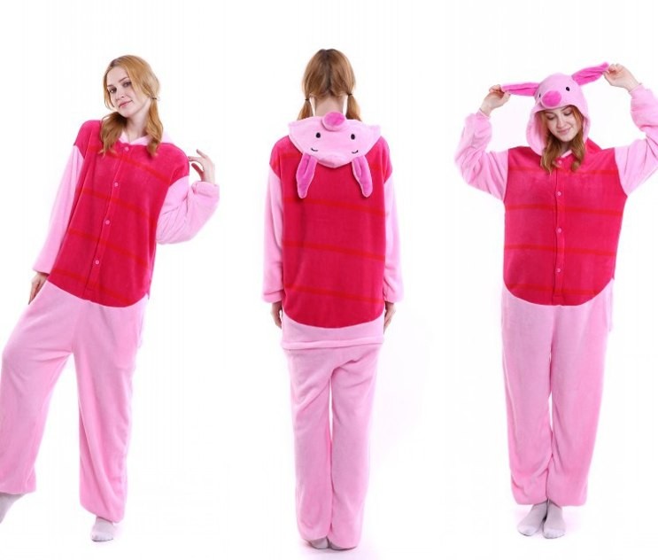 Kigurumi Pink Piglet Onesies Animal Pajamas For Adults