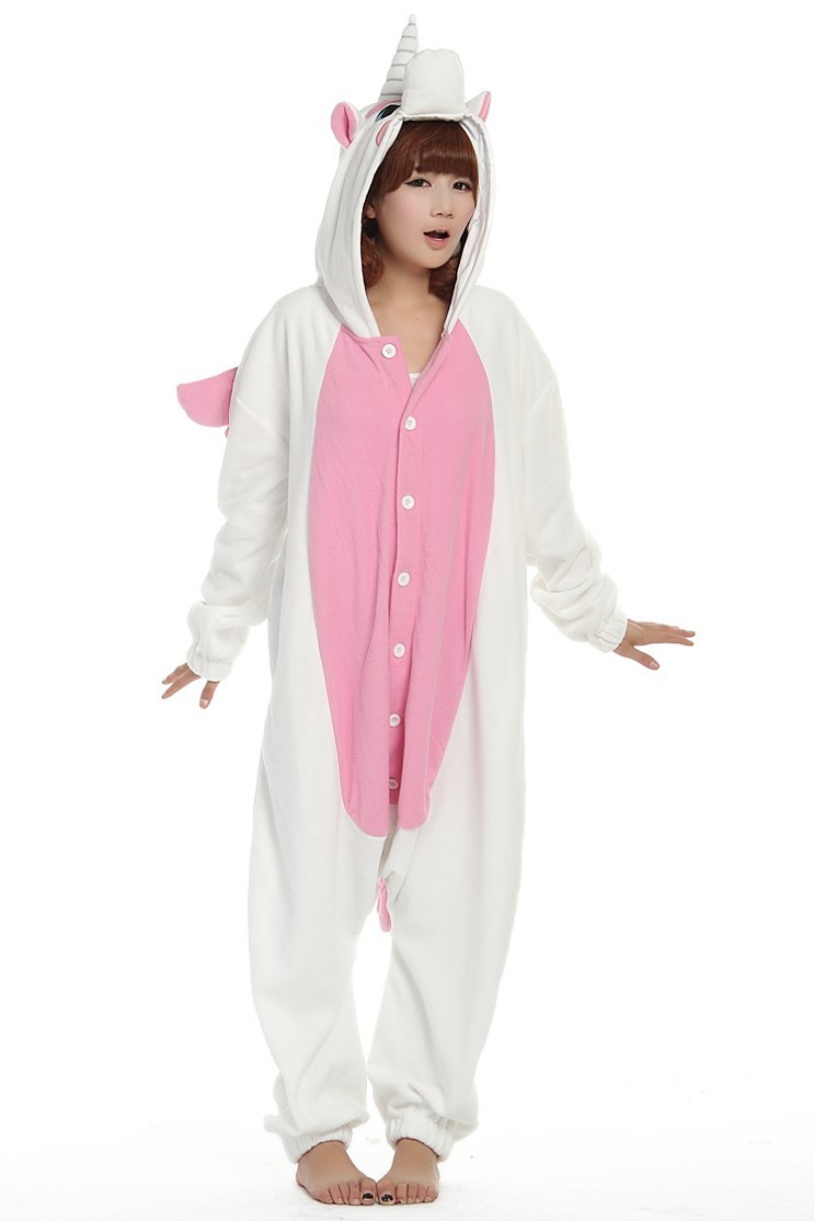 Pink Unicorn Kigurumi Onesie Flannel Animal Pajamas