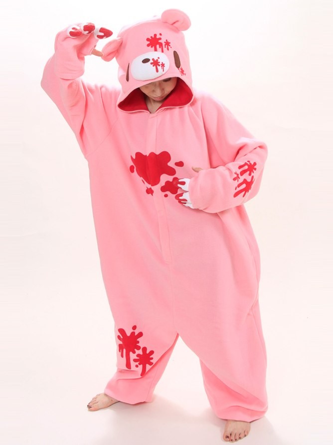 Pink Gloomy Bear Kigurumi Onesie Flannel Pajamas