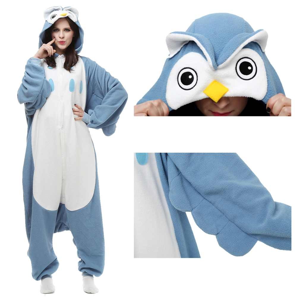 Unisex Owl Onesie Pajamas Flannel Animal Kigurumi 