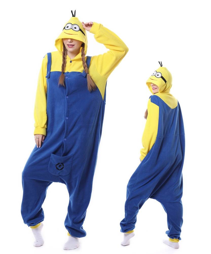 Cute Minions Onesie Pajama Winter Warm Costume For Adults